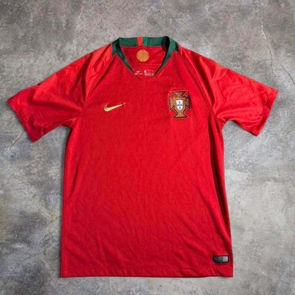 Nike Portugal National Team Soccer Jersey Red Gold Dri-FIT Football Shirt Medium